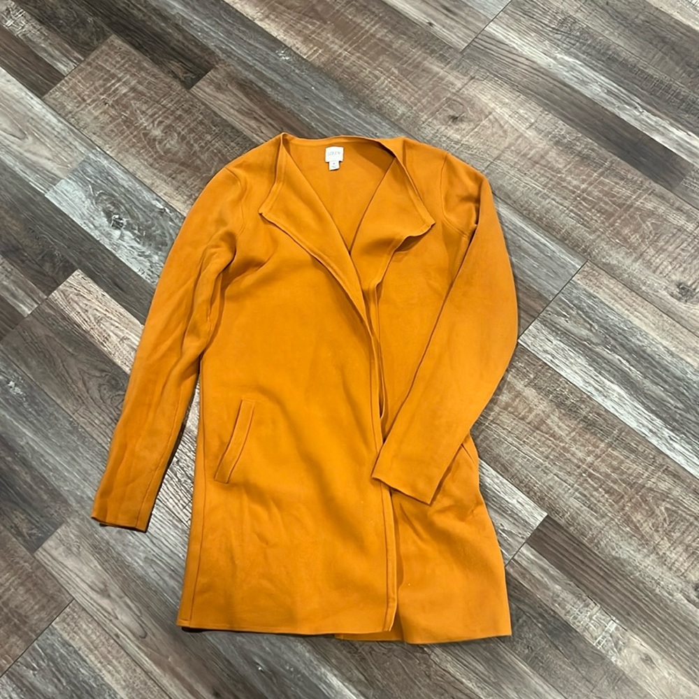 Jcrew factory long open cardigan with pocket- pumpkin colored- NWOT